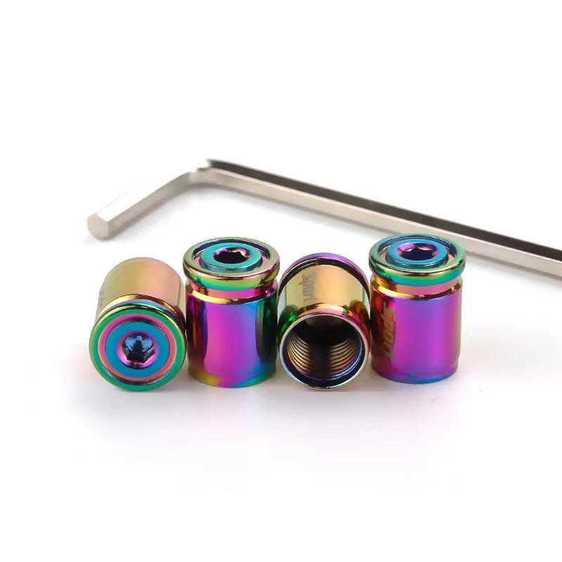 4 pack Anti Theft Tire Valve Caps Sport Badgeslide