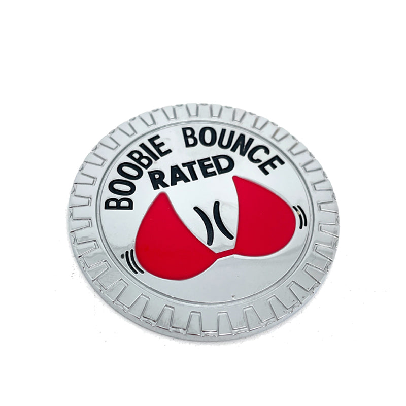 Boobie Bounce Rated 4X4 Metal Badge – Badgeslide