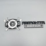 FD Firefighter Set Metal Emblem Solid Badge