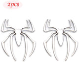 2pcs Metal Chrome Spider Badges