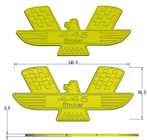445 STROKER Custom Emblem Car Metal Badge 3pcs