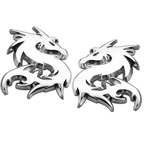 Pair Dragon Car Metal Emblem Tank Badge