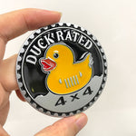 Funny Duck Rated 4X4 Metal Badge