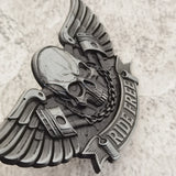 Ride Free Metal Skull & Wings Car Badge Emblem