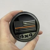 American Flag Thin Line 4X4 Metal Badge
