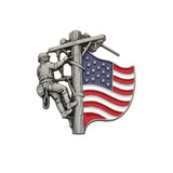 RETIRED LINEMAN Proudly Served car emblem with chrome lettering and red and black accents
