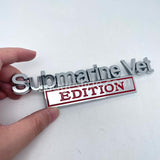 Submarine Vet EDITION Metal Car Badge in silver and red