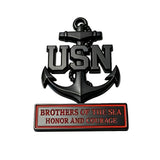 3D metallic USN "Brothers of the Sea, Honor and Courage" anchor car emblem