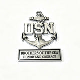 3D metallic USN "Brothers of the Sea, Honor and Courage" anchor car emblem
