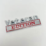 Badgeslide Veteran EDITION car emblem metal badge in silver and red