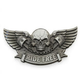 Ride Free Metal Skull & Wings Car Badge Emblem