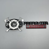 FD Firefighter Set Metal Emblem Solid Badge