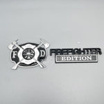 FD Firefighter Set Metal Emblem Solid Badge