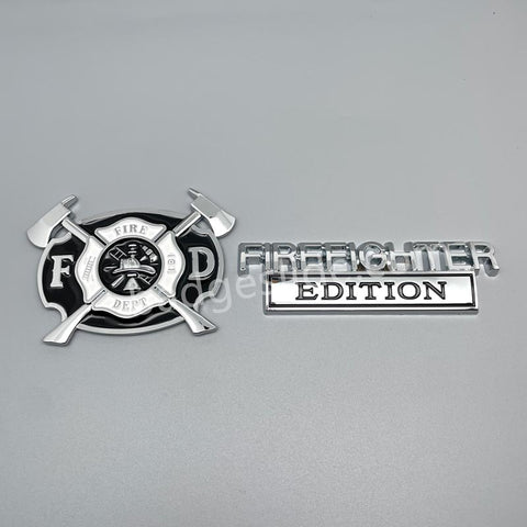 FD Firefighter Set Metal Emblem Solid Badge