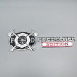 FD Firefighter Set Metal Emblem Solid Badge