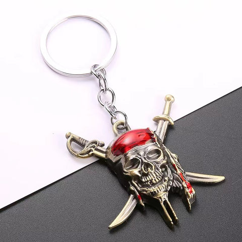 Pirate Head Metal Keychain - Bronze