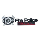 FD Fire Police Metal Emblem Solid Badge