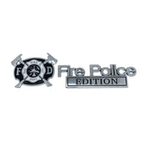 FD Fire Police Metal Emblem Solid Badge