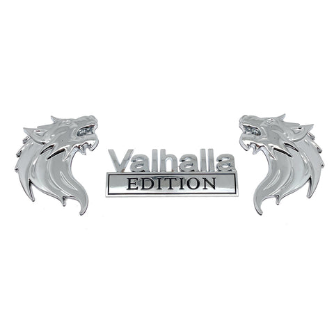 Valhalla EDITION with Pair Wolf Car Emblem Metal Badge