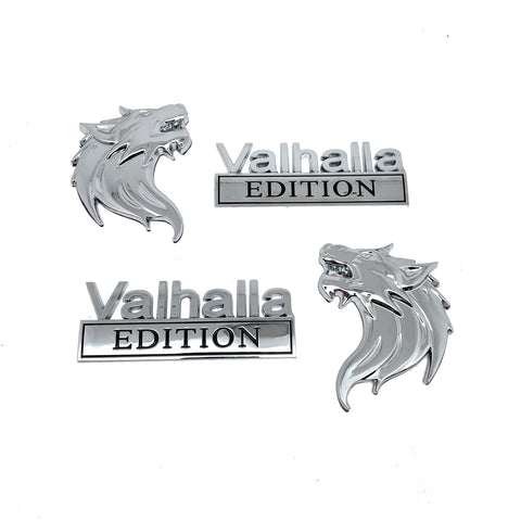 Pair Wolf Valhalla EDITION Car Emblem Metal Badges