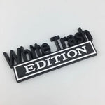 2pcs White Trash Edition Metal Car Emblem