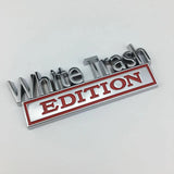 2pcs White Trash Edition Metal Car Emblem