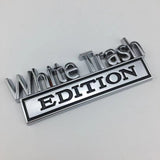 2pcs White Trash Edition Metal Car Emblem