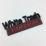 2pcs White Trash Edition Metal Car Emblem