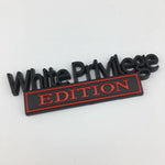 2 PCS White Privilege Edition Car Metal Badge