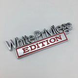 2 PCS White Privilege Edition Car Metal Badge