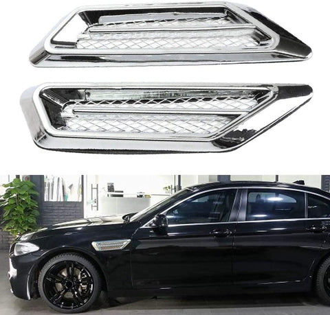 Universal Car Air Flow Chrome Fender Side Vent Decor Sticker