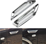 Universal Car Air Flow Chrome Fender Side Vent Decor Sticker