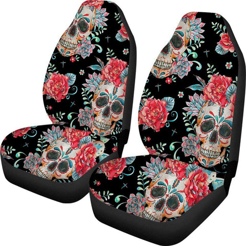 Floral Skull Vehicle Seat Covers(2pcs)