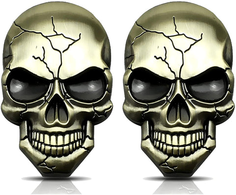 2pcs 3D Skull Decal Metal Emblem