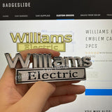 WILLIAMS ELECTRIC Metal Emblem Car Badge-Chrome-2PCS