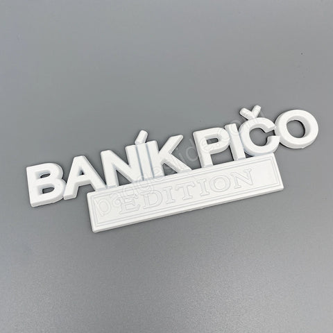 BANIK PICO EDITION Metal Emblem Car Badge-White-2pcs