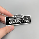 CLASSIC CARS Metal Emblem Car Badge-Black White-2pcs
