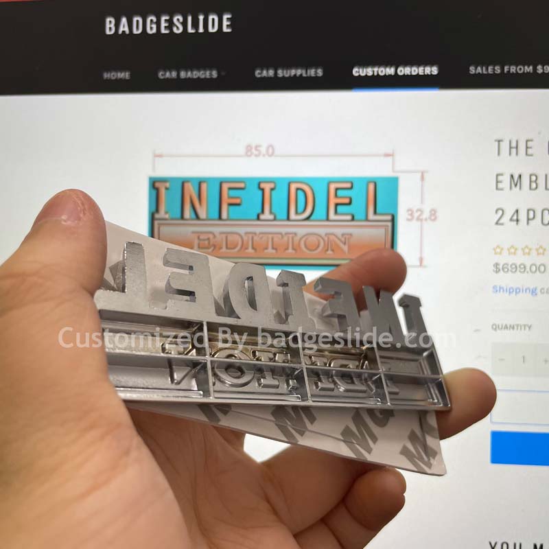 The Original INFIDEL EDITION Emblem Fender Badge-Custom-24pcs – Badgeslide