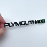PLYMOUTH 408 Metal Emblem Car Badge-Black-Lime-Green-2PCS