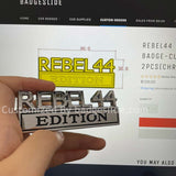 REBEL44 Emblem Fender Badge-Custom-2pcs(Chrome/Black)