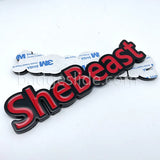 Shebeast Metal Emblem Car Badge-Black-Red-4pcs