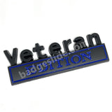 Badgeslide Veteran EDITION car emblem metal badge in black and blue