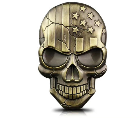 2pcs 3D Raised Star Skull Metal Emblem