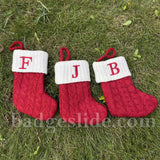 Hand Knitted Embroidered Christmas Stocking