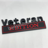 Badgeslide Veteran EDITION car emblem metal badge in black and red