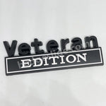 Badgeslide Veteran EDITION car emblem metal badge in black and white