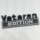 Badgeslide Veteran EDITION car emblem metal badge in black and white