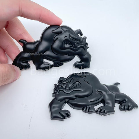 1 pair Bulldog Devil Dog Car Badge Metal Emblem