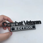 badgeslide combat veteran edition metal emblem car badge black white