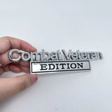 badgeslide combat veteran edition metal emblem car badge silver black